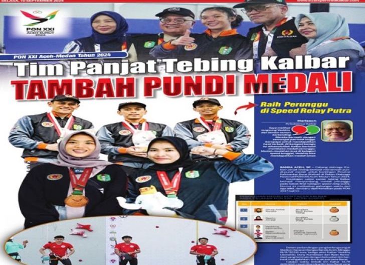 Tim Panjat Tebing Kalbar Tambah Pundi Medali, Raih Perunggu di Speed Relay Putra, PON XXI Aceh-Medan Tahun 2024